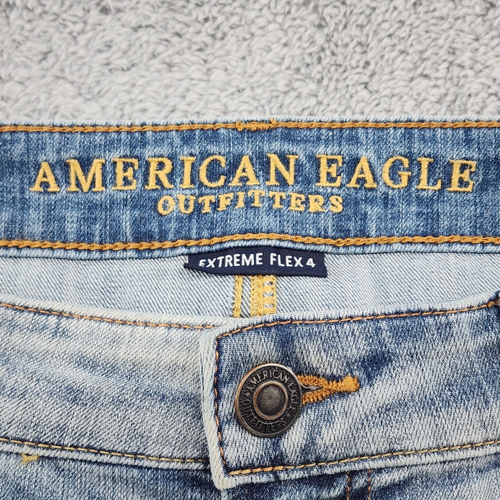 American Eagle Extreme Flex 4 Jeans Mens 34x30 Blue Stretch Denim Slim Straight - Picture 4 of 9